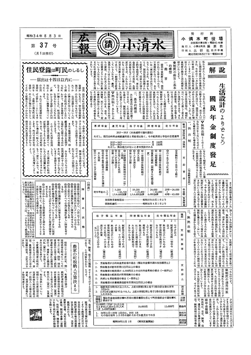 広報こしみず昭和34年8月号の表紙画像